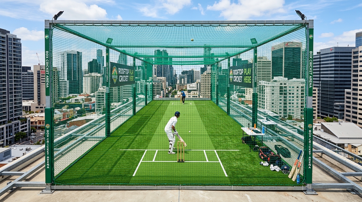 Rooftop Box Cricket Arena Netting Installation in Chennai